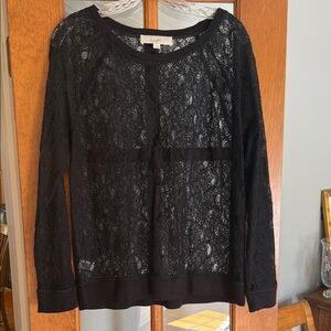 LOFT Elegant Black Lace Top